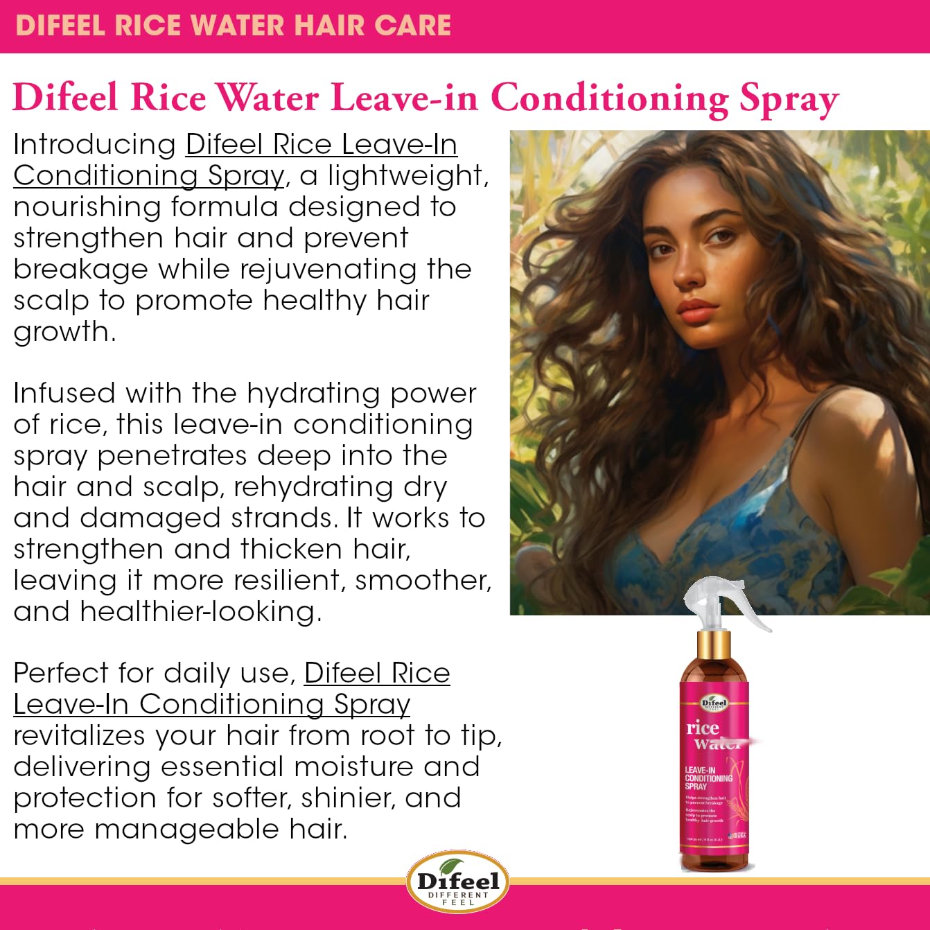 Difeel Rice Water Hair Care Ultimate Shampoo & Conditioner 6PC Set - Includes 33.8oz Shampoo, 33.8oz Conditioner, 12oz Hair Mask, 7.1oz Hair Oil Beauty & Personal Care Difeel