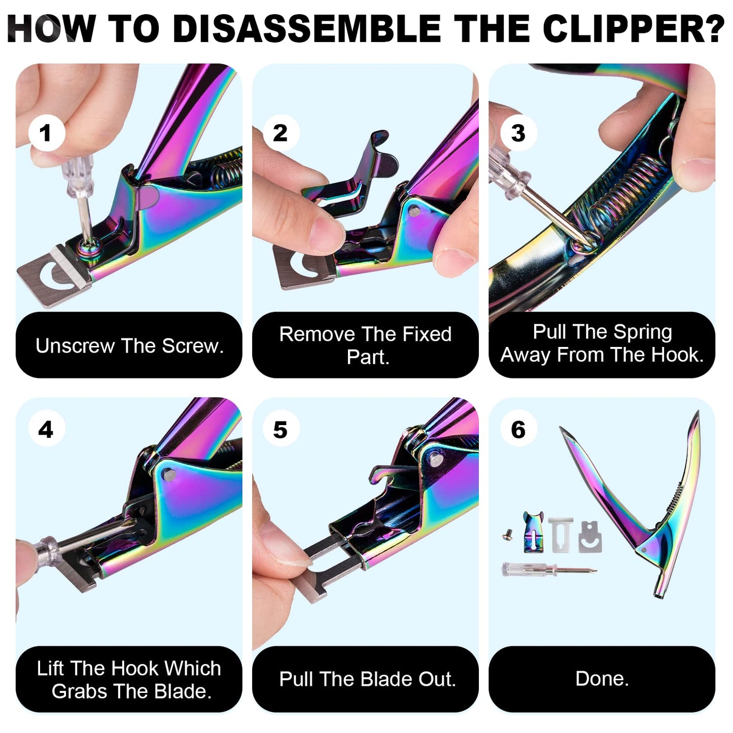 Chameleon Premium Adjustable Nail Clippers for Acrylic Nails, Stainless Steel Cutter Trimmer for Artificial Fake False Tips Manicure Sharp Blade Clip Beauty & Personal Care GA&EN