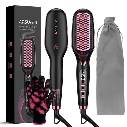 Hair Straightener Brush, Brush Straightener for Women with Anti-Scald & Auto Temperature Lock and Auto-Off, MCH Ceramic Heating Beauty & Personal Care KIMORE