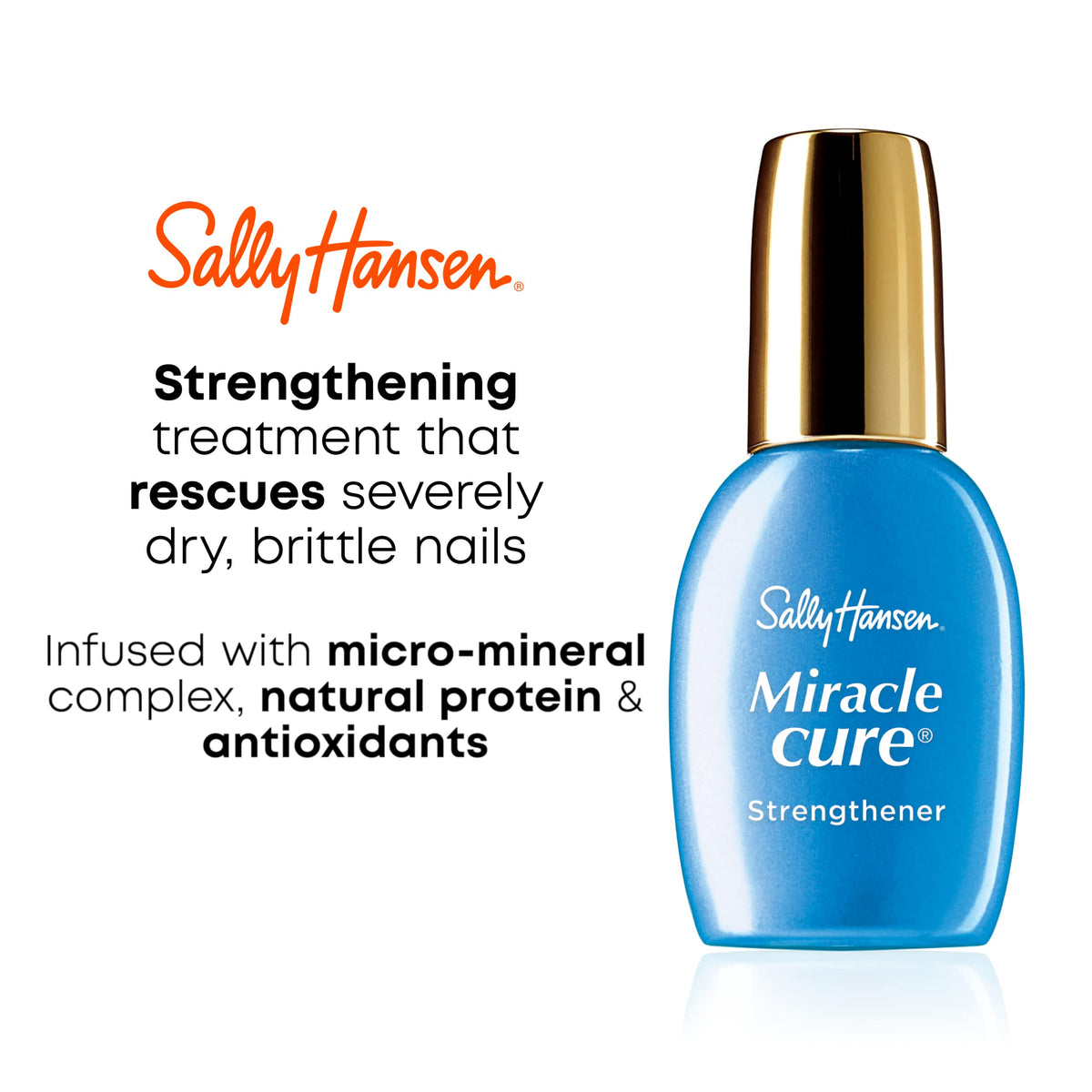 Sally Hansen Nail Treatment Miracle Cure® Nail Strengthener | Infused with Micro-Mineral Complex, Natural Protein & Antioxidants | Restores Weak Beauty & Personal Care Sally Hansen