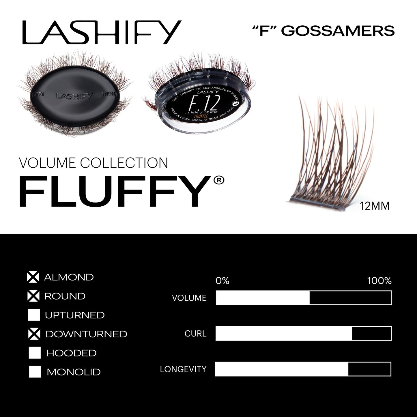 Lashify Fluffy 12mm Gossamer DIY Eyelash Extensions Refill, Truffle Color, Easy False Lashes To Add Fullness and Dimension Beauty & Personal Care Lashify