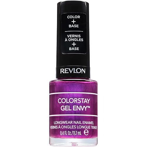 Revlon ColorStay Gel Envy Longwear Nail Polish, with Built-in Base Coat & Glossy Shine Finish, in Plum/Berry, 415 What Happens in Vegas, 0.4 oz Beauty & Personal Care REVLON