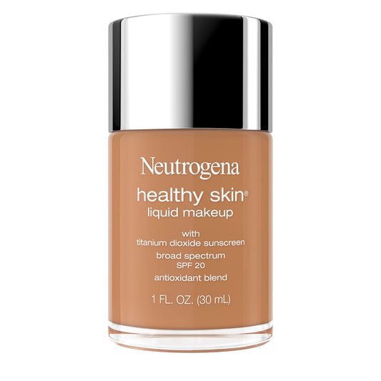 Neutrogena Healthy Skin Liquid Foundation Makeup Broad Spectrum SPF 20 Sunscreen, Medium Coverage, Vit B5, Antioxidants, All Day Wear, Warm Bronze Beauty & Personal Care Neutrogena