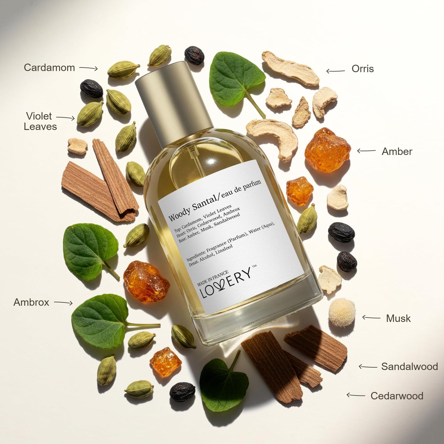 LOVERY Woody Santal Sandalwood - Perfume with Travel Spray Bottle - Unisex Eau De Parfum, Clean Ingredients, 100ml + 2ml Beauty & Personal Care LOVERY