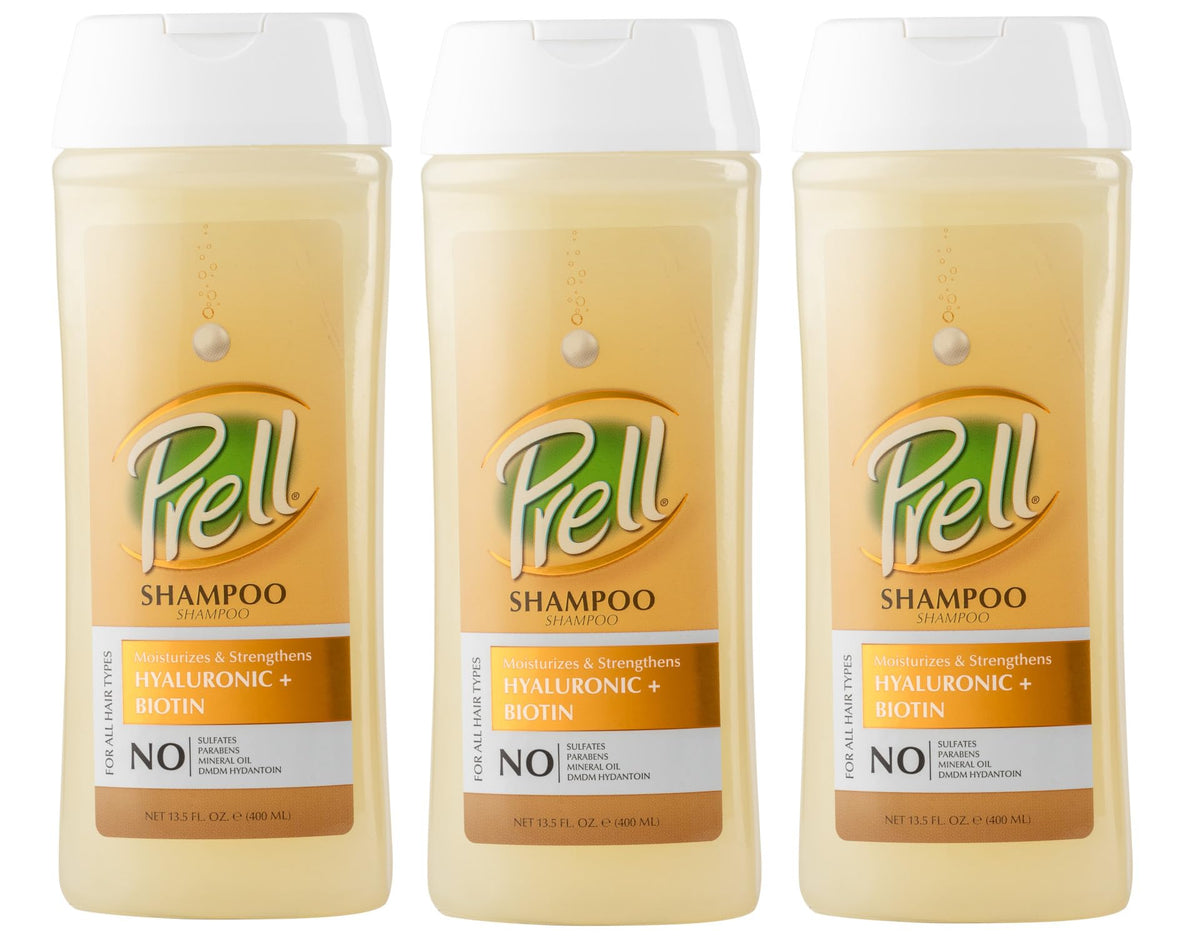 Prell Hyaluronic + Biotin Moisturizes & Strengthens Shampoo for All Hair Types 13.5 fl.oz (Pack of 3)