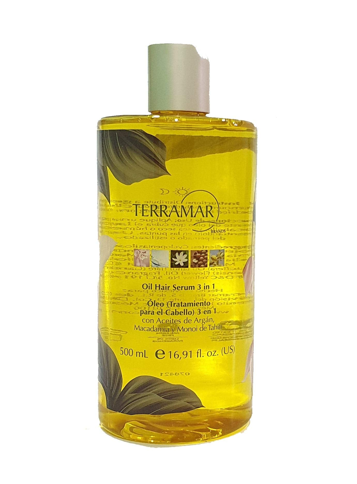 Terramar OLEO TRATAMIENTO PARA EL CABELLO 3 EN 1 CON ARGAN Y MACADAMIA 500ML 16.91FL JUMBO, AMARILLO Beauty & Personal Care Terramar