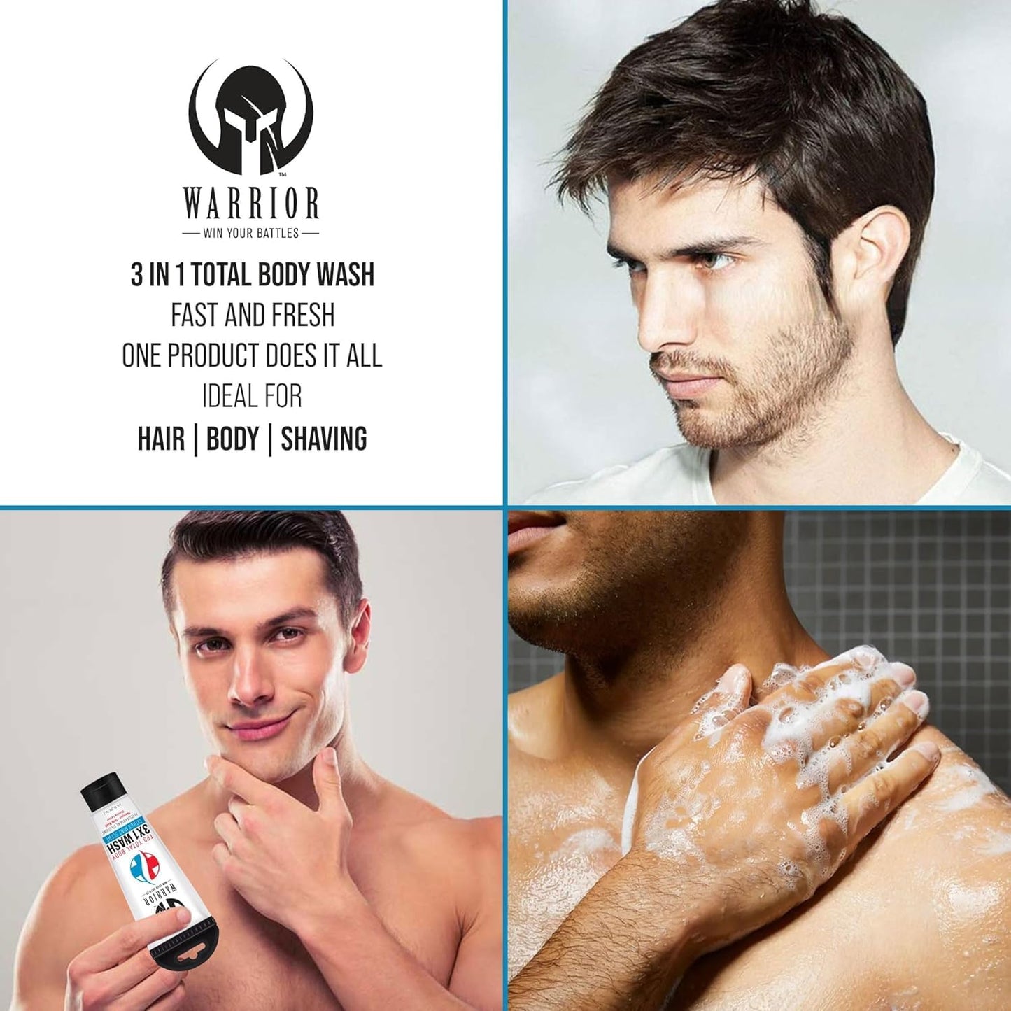 WARRIOR - WIN YOUR BATTLES- 3 in 1 Body Wash For Men & Women, Travel Size Body Wash, Shampoo, Shaving Lather with Citrus Mint Scent Liquid Soap Body Beauty & Personal Care WARRIOR -WIN YOUR BATTLES-
