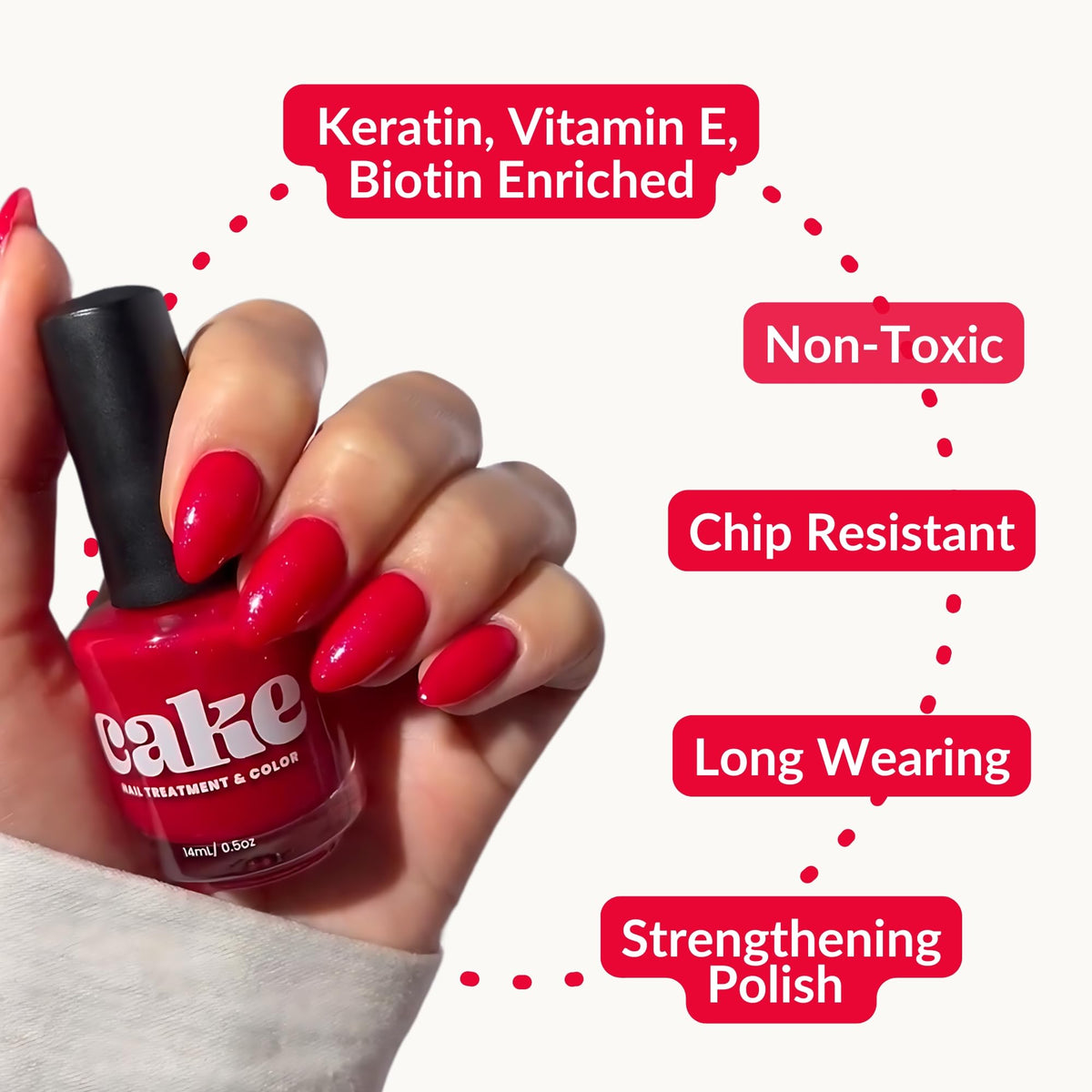 CAKE 21 Free Nail Polish, Nail Strengthener and Growth, Nail Repair for Damaged Nails, Fingernail Polish, Natural Nail Polish, Nail Concealer, Long