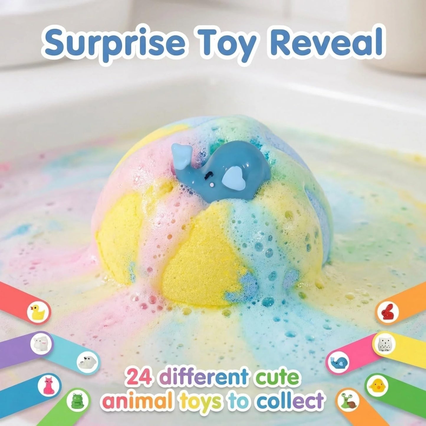2026 New Natural Bath Bombs for Kids with Mega Bubbles & Surprise Inside, 12/24 Pack Natural Colorful Bubble Fizzies with Toys Inside, Easter Basket Beauty and Personal Care marouen