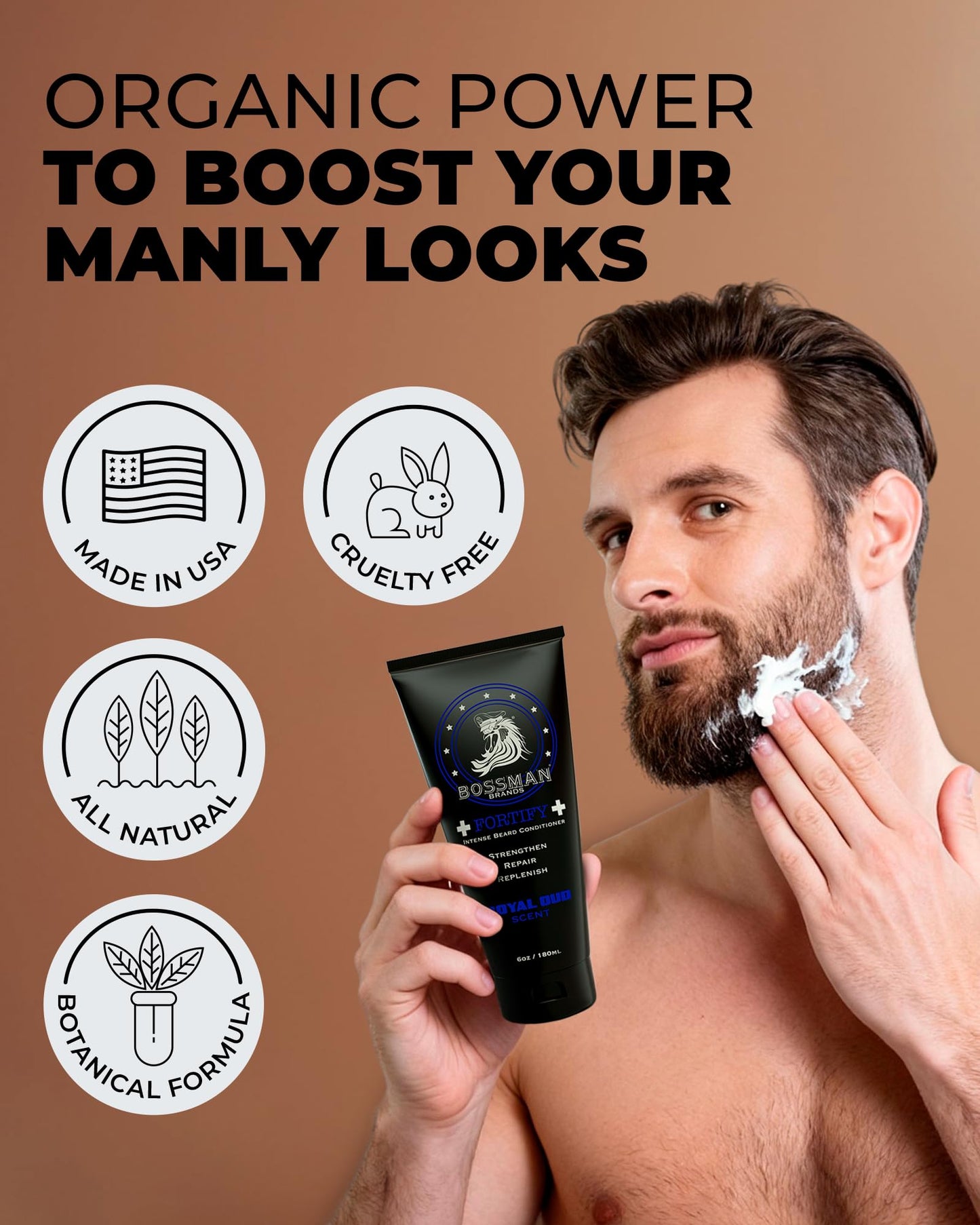Bossman Essentials Beard Kit for Men, Set of 3 - Beard Oil Jelly, Fortifying Conditioner Cream, Beard Balm - Grooming Growth Care Accessories - Gift Beauty & Personal Care Bossman