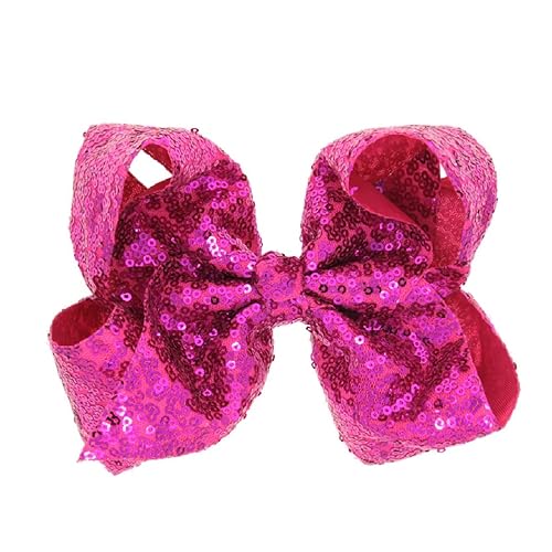 AMYDECOR 8 Inch Hot Pink Sparkly Glitter Sequin Hair Bows for Girls Beauty & Personal Care AMYDECOR