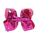AMYDECOR 8 Inch Hot Pink Sparkly Glitter Sequin Hair Bows for Girls Beauty & Personal Care AMYDECOR