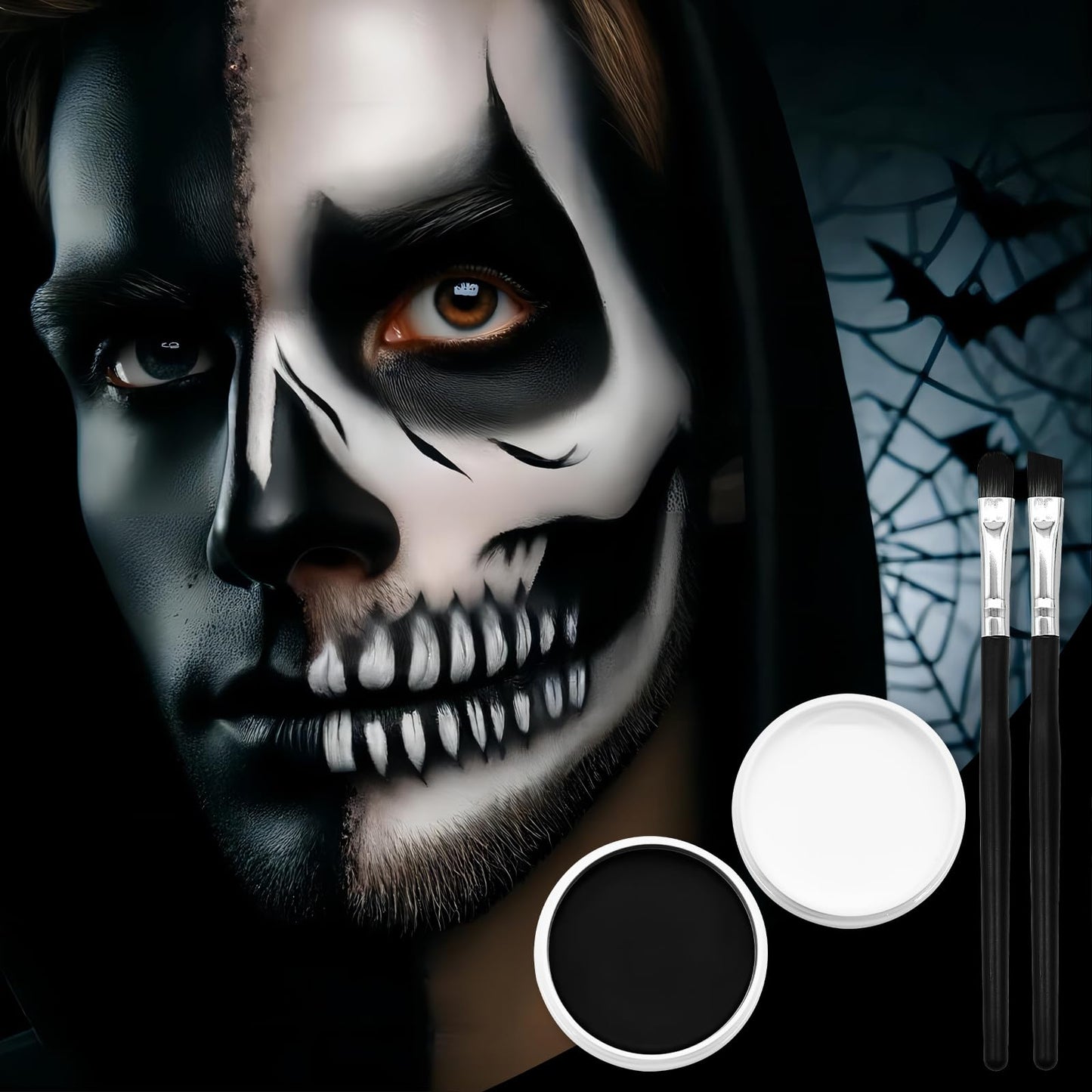 Black and White Face Paint Set - 2.47 oz Halloween Face Body Paint Skeleton Ghost Skull Cosplay Costume Professional SFX Corpse Special Effects Makeup Beauty & Personal Care Paezm
