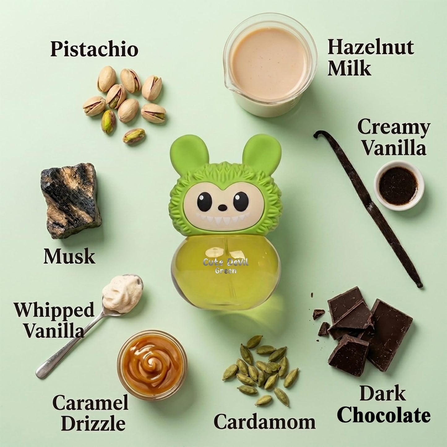 AHUJA Cute Devil Green Perfume 100ml - Pistachio & Hazelnut Milk Eau De Parfum - Creamy Vanilla Musk Scent Beauty & Personal Care AHUJA