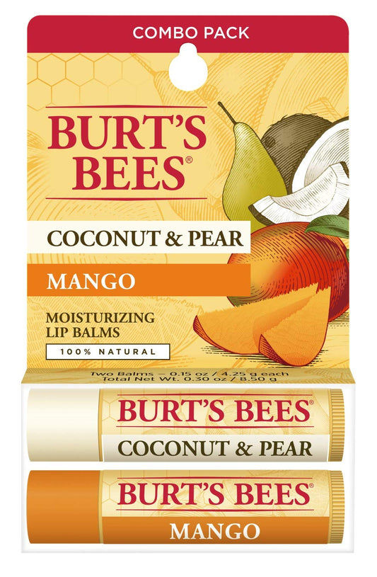 Burt's Bees 100% Natural Moisturizing Lip Balm, Coconut & Pear and Mango with Beeswax & Fruit Extracts - 2 Tubes, 2 Fl OZ Beauty & Personal Care Burt's Bees