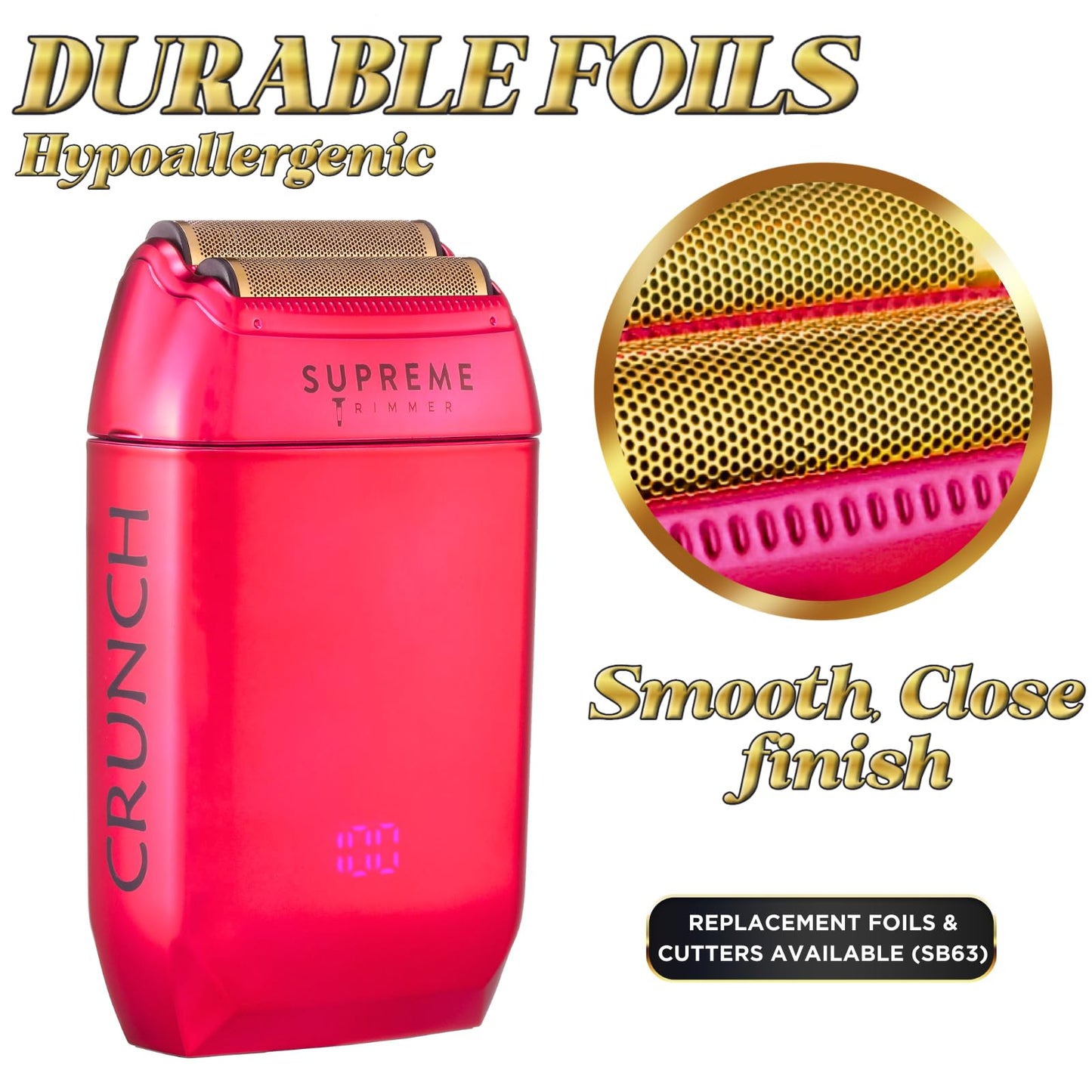 Supreme Trimmer Replacement Foil & Cutter SB63 - Hypoallergenic Foil for Crunch STF602 - Pink Beauty and Personal Care Supreme Trimmer