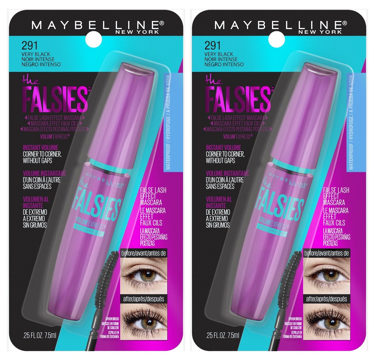 Maybelline Volum' Express Falsies Volumizing Waterproof Mascara, Very Black, 2 Count Beauty & Personal Care MAYBELLINE