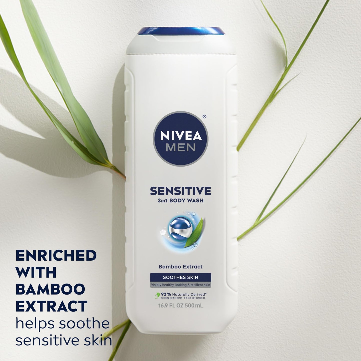 NIVEA MEN Sensitive Body Wash with Bamboo Extract, Moisturizing Body Wash for Sensitive Skin, Soap Free Shower Gel for Men with No Drying Alcohol Beauty & Personal Care NIVEA