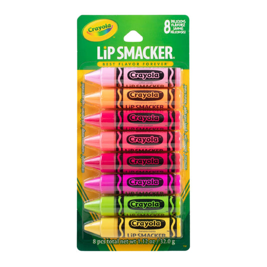 Lip Smacker Crayola Lip Balm Party Pack - 8 Moisturizing Lip Balms, Cotton Candy, Orange, Sherbert, Watermelon, Berry, Apple, Banana, Hydrating Beauty & Personal Care Lip Smacker