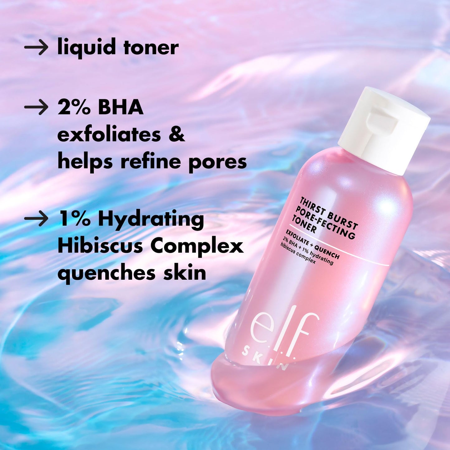 e.l.f. Thirst Burst Pore-fecting Toner, Hydrating & Exfoliating for Face, Smooths, Plumps & Minimizes Pores, Infused with Salicylic Acid, Vegan Beauty & Personal Care e.l.f.