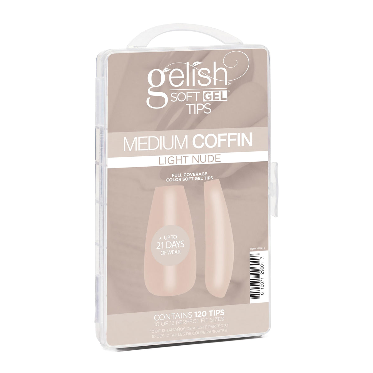 Gelish Nude Soft Gel™ Tips Press on Nails Extension - Light Nude Medium Coffin, 120 Count