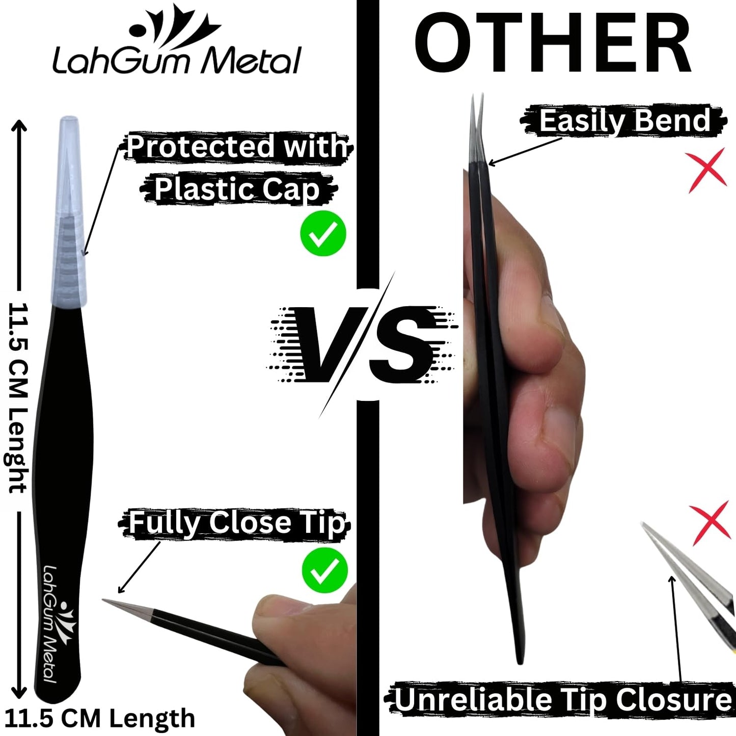 Ultra Fine Sharp Pointed Tweezers Precision, Needle Nose Pointy Tweezers for Ingrown Hair Removal Kit Thin Tweezers Precision Point Tip Eyebrow Beauty and Personal Care LahGum Metal