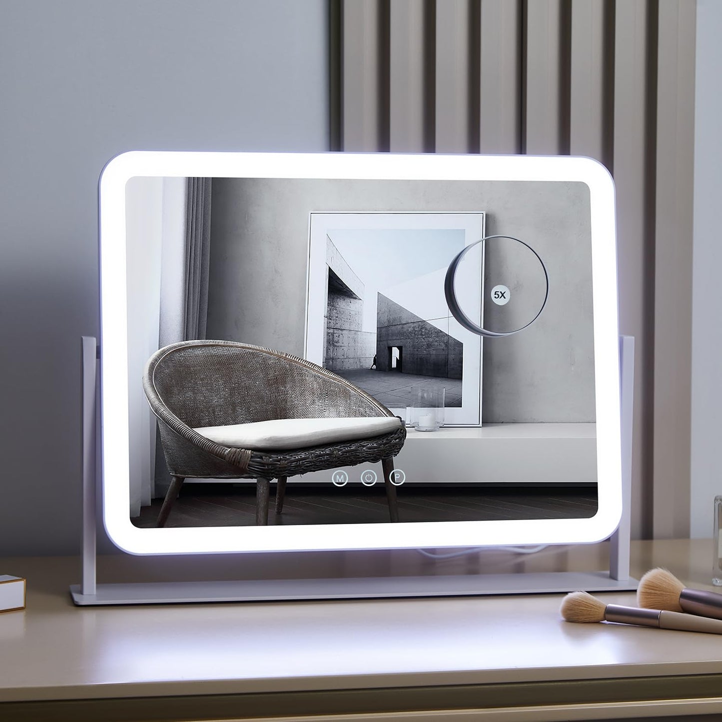 HIEEY Vanity Mirror with Lights, 17.4" x 13.5" Lighted Makeup Mirror, Three Color Lighting Modes, and 5X Magnification Mirror, Smart Touch Control Beauty and Personal Care HIEEY