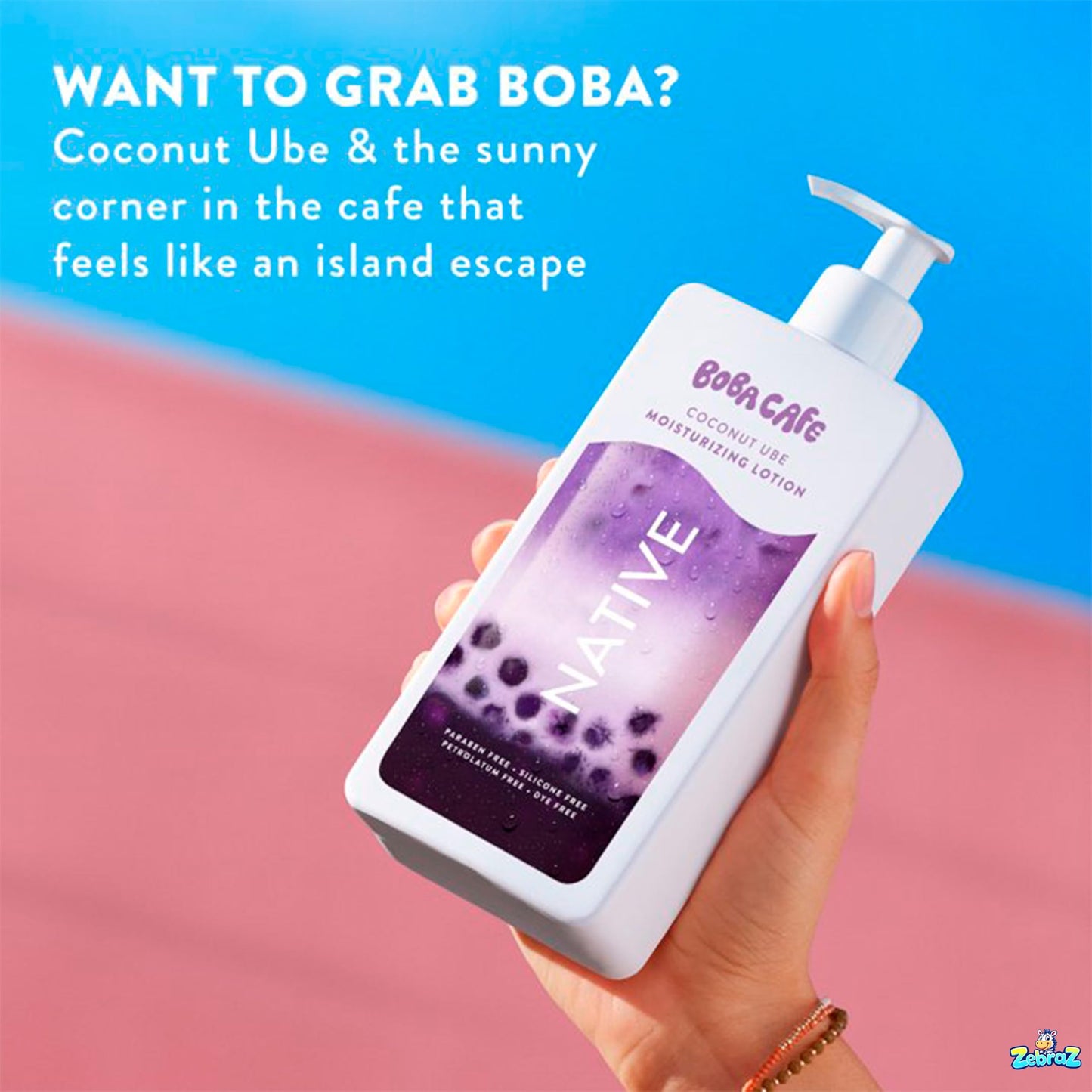 Native Moisturizing Body Lotion, Limited Edition Coconut Ube, Silicone Free for Women and Men, Boba Café, 16.5 oz - Pack Of 02 Beauty & Personal Care Native