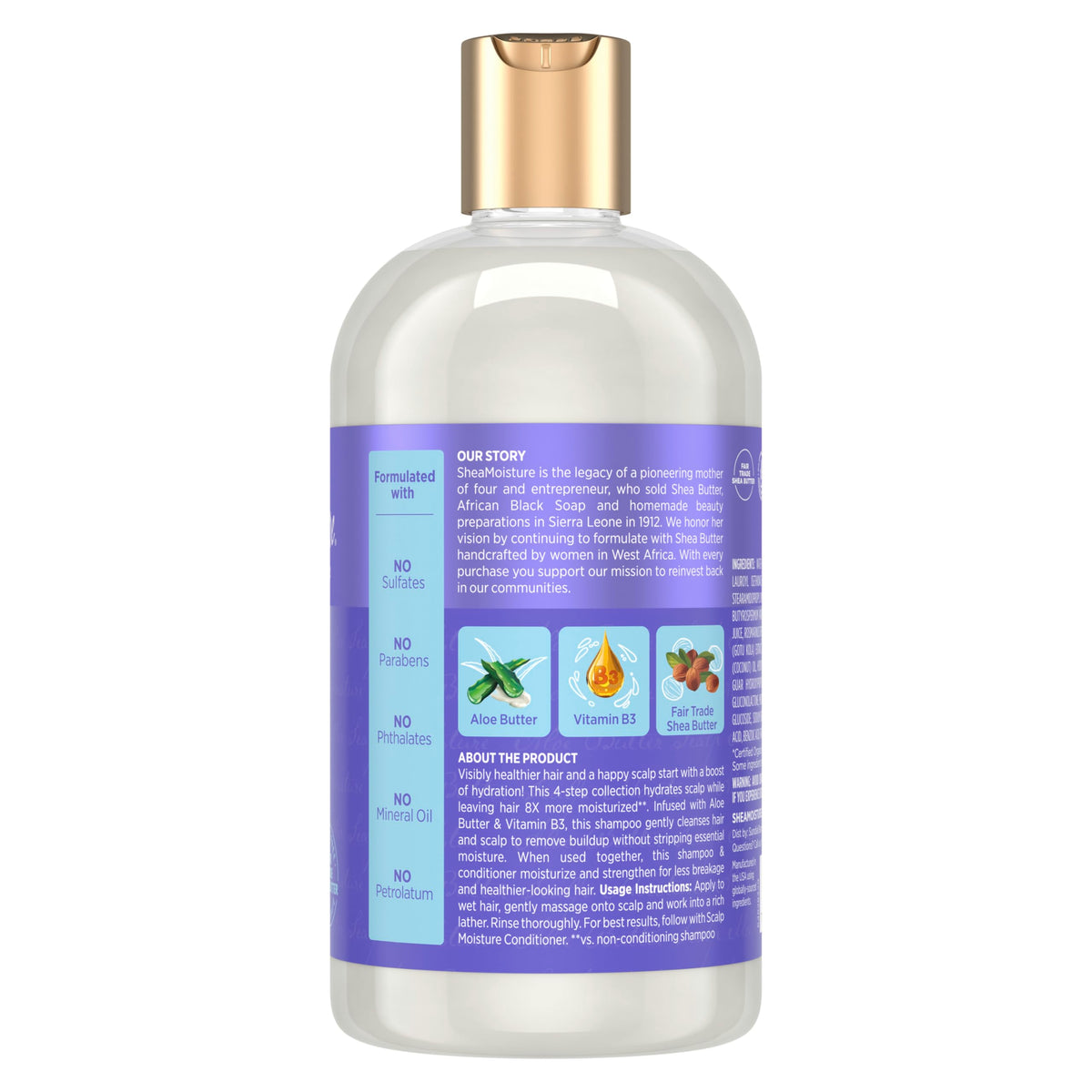 SheaMoisture Scalp Moisture Shampoo Aloe Butter & Vitamin B3 Hair Care with a Boost of Hydration To Hydrate Scalp + Moisturized Hair 13 oz