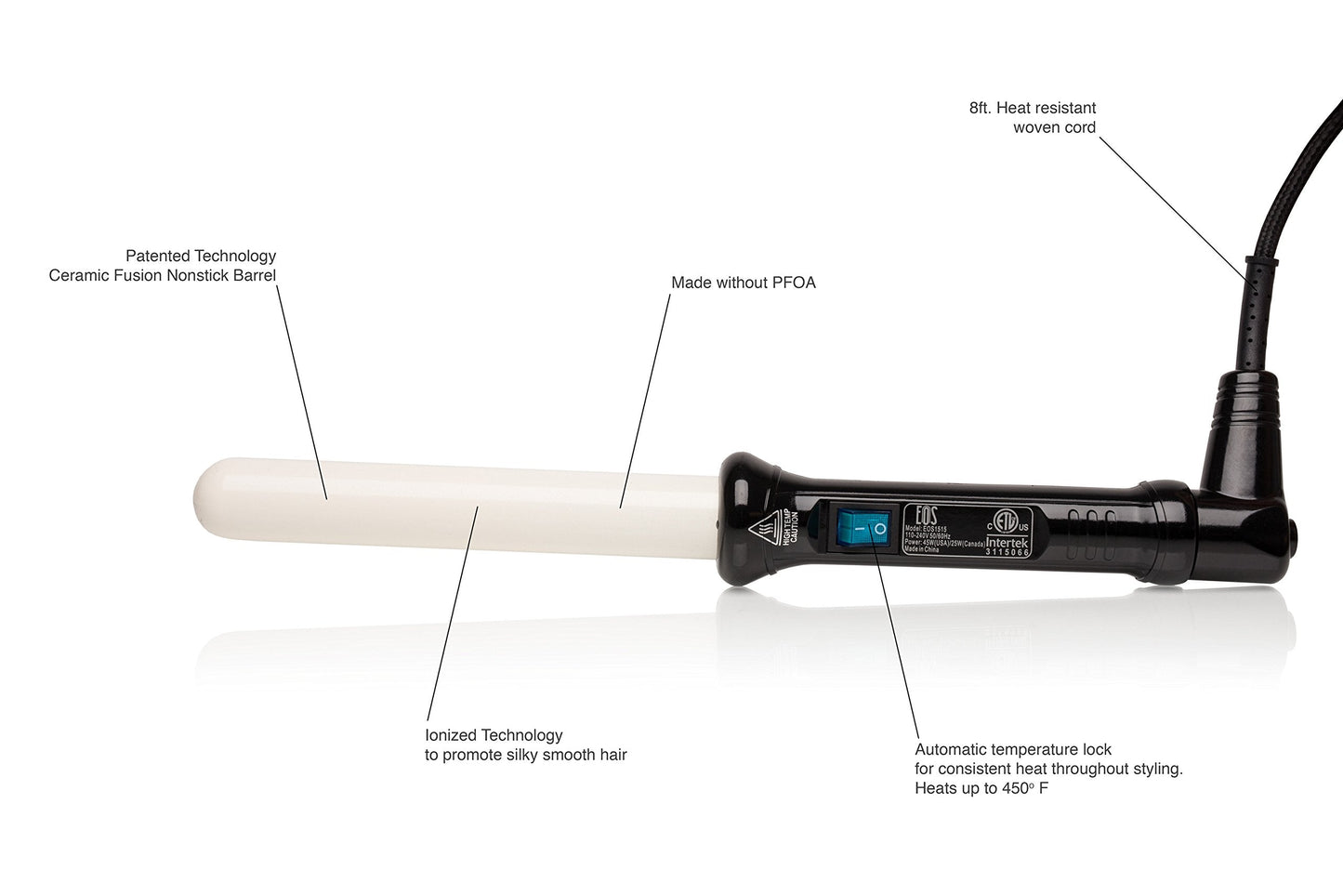 Paul Brown Hawaii EOS Curling Wand; Premium Hair Clipless Curler for Thin and Thick Hair - Silky Smooth, Radiant and Frizz Free Curls; Salon Quality Beauty & Personal Care Paul Brown Hawaii