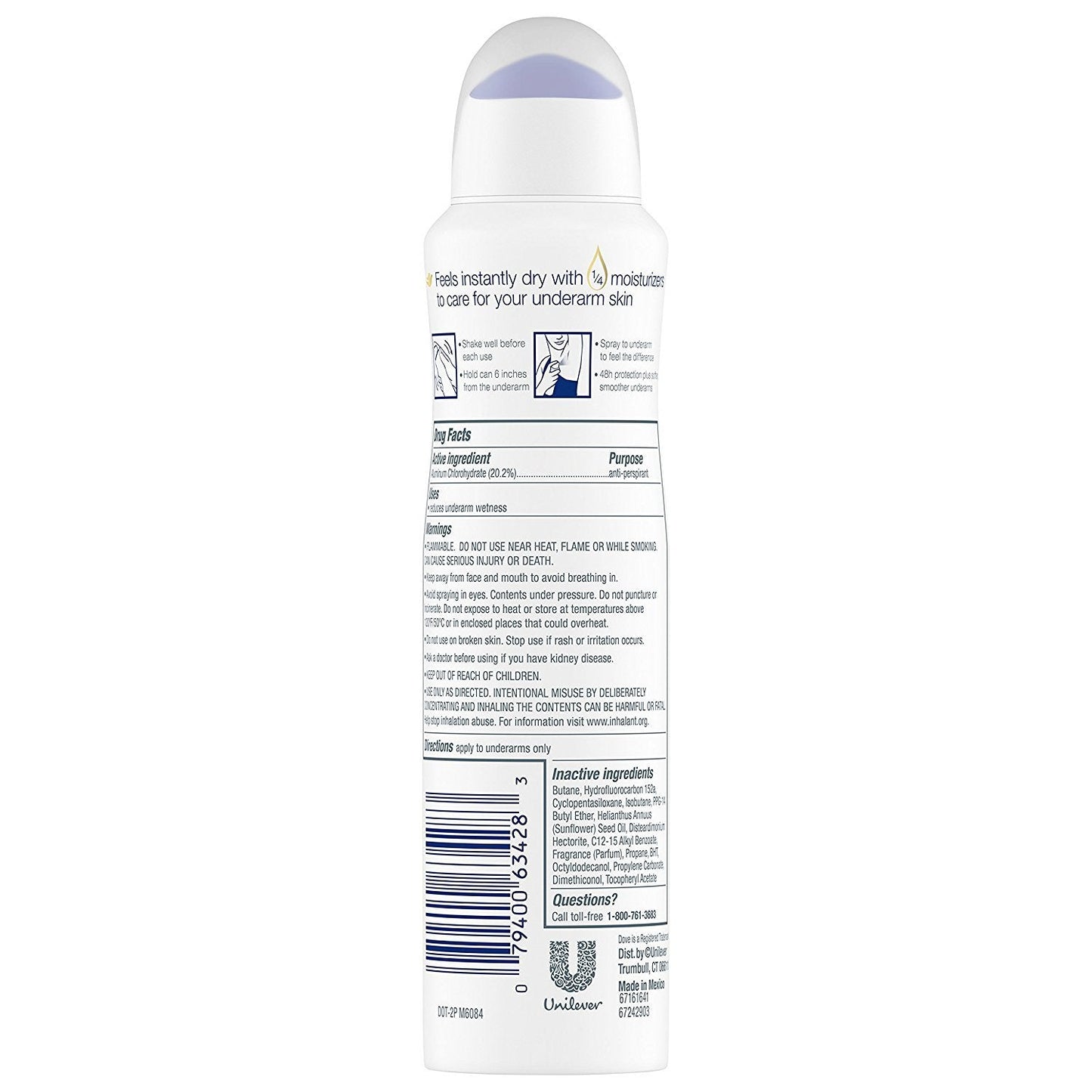 Dove Dry Spray Antiperspirant - Invisible - Sheer Fresh - Net Wt. 3.8 OZ (107 g) Per Can - Pack of 3 Cans Beauty and Personal Care Dove
