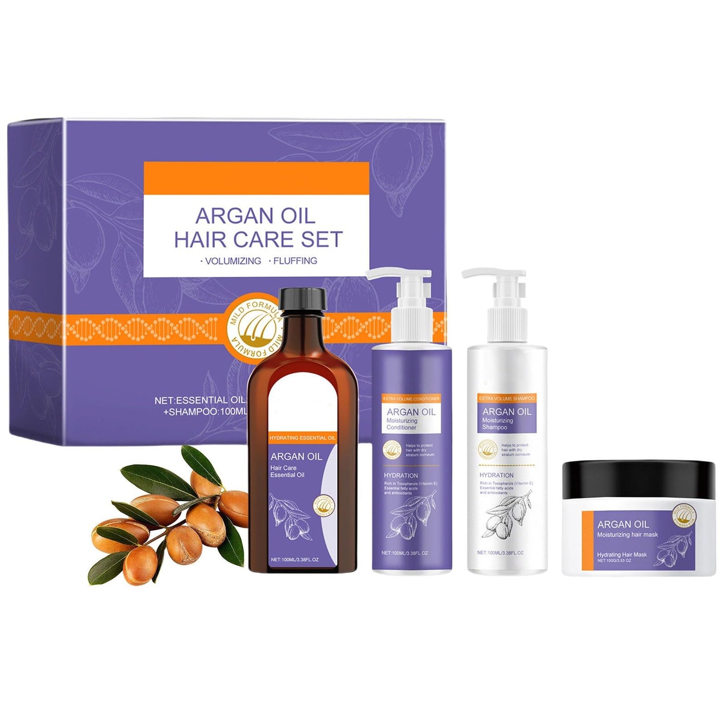 Argan Oil Hair Care Set, Argan Oil Shampoo and Conditioner Set Volumizing Hair Care Make Hair Soft & Shiny Deep Moisturizer Frizz Control Include Beauty & Personal Care BSMKCL