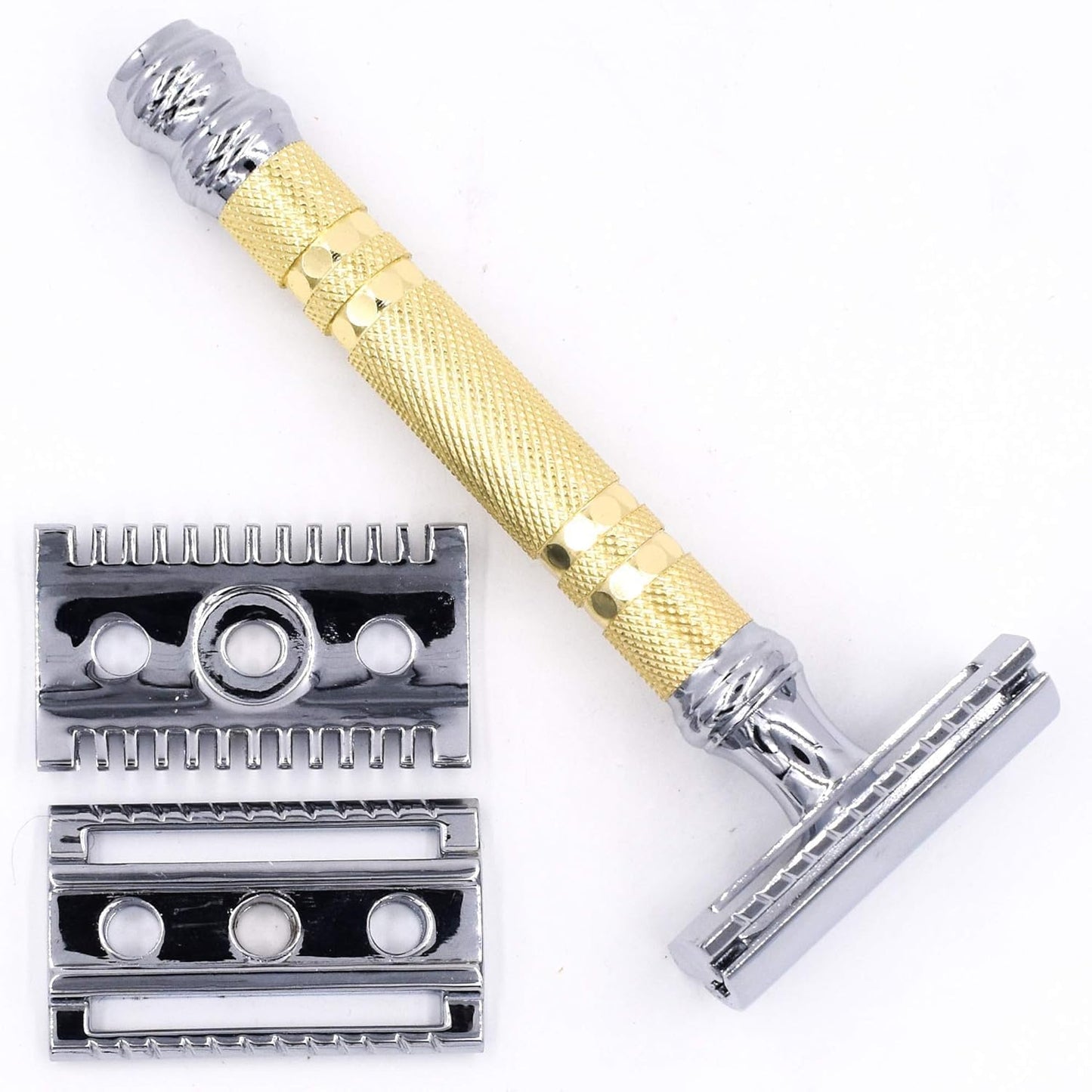 Parker, "The Convertible", Double Edge Safety Razor - Interchangeable Open & Closed Comb Plates, Solid Brass/Chrome 93 g Handle, Customizable Shave Beauty and Personal Care Parker Safety Razor