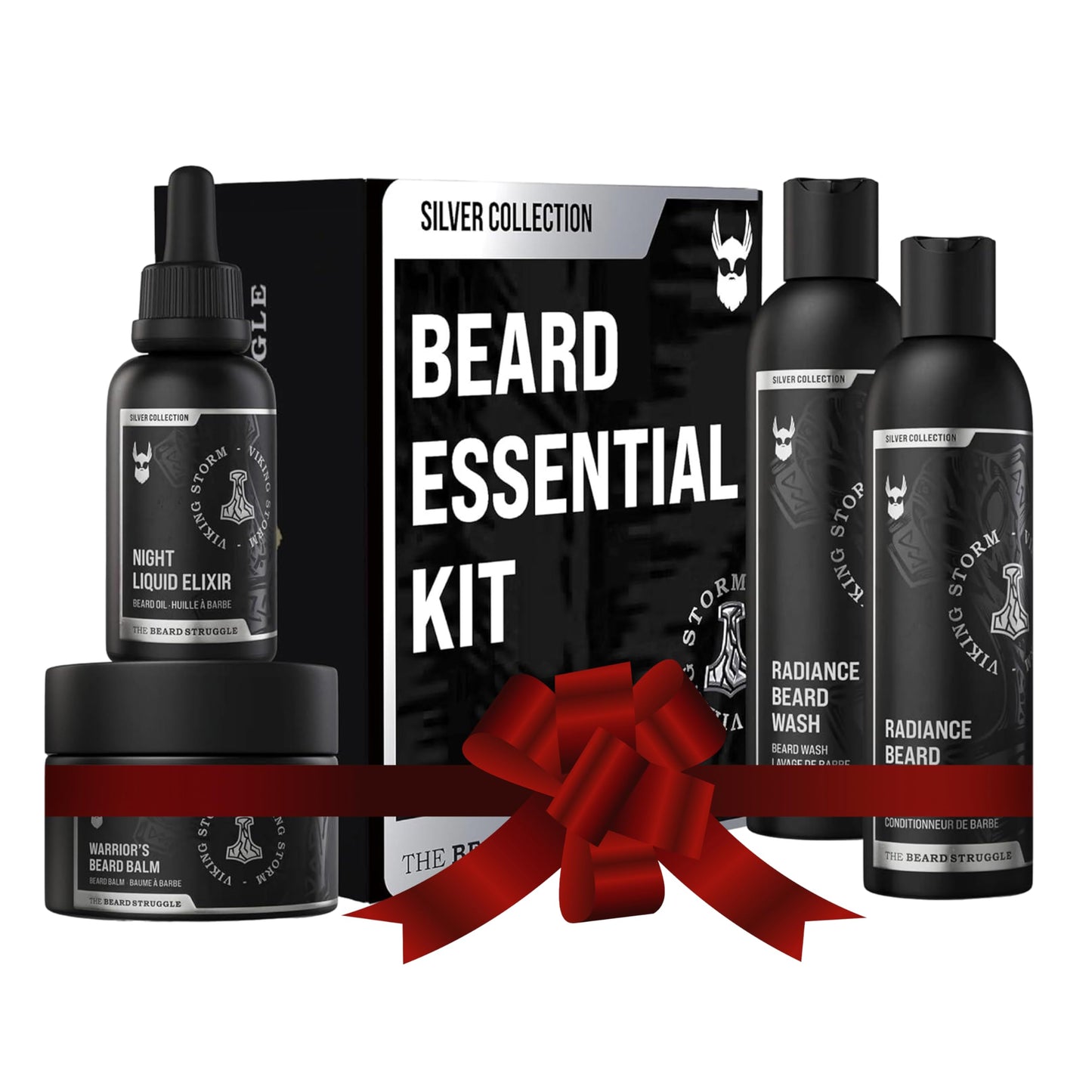 The Beard Struggle Beard Growth Kit for Men includes Beard Balm, Beard Oil, Beard Wash, & Beard Conditioner - Silver Collection - Viking Storm Beauty and Personal Care The Beard Struggle