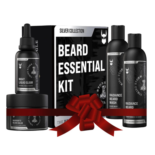 The Beard Struggle Beard Growth Kit for Men includes Beard Balm, Beard Oil, Beard Wash, & Beard Conditioner - Silver Collection - Viking Storm Beauty and Personal Care The Beard Struggle