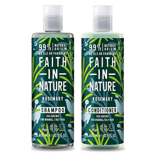 Faith In Nature Shampoo 400ml & Conditioner 400ml Duo | Vegan | Cruelty Free | 99% Natural Fragrance | Free From SLS or Parabens (Rosemary) Beauty & Personal Care FAITH IN NATURE