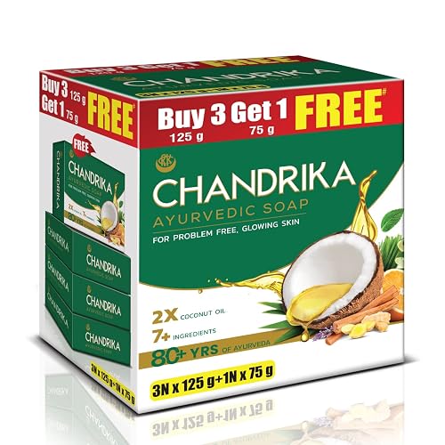 chandrika oval, 4 soaps, 3 of 125 grams and 1 of 75 grams Beauty & Personal Care Chandrika