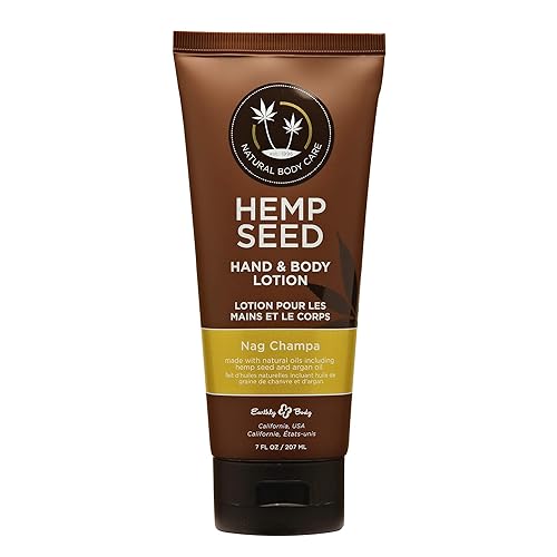 Hemp Seed Hand & Body Lotion, Nag Champa Scent - 7 Fl Oz - Soothe Dry Skin - Argan Oil, Hemp Seed Oil - Light, Non-Greasy Formula - Vegan & Cruelty Beauty & Personal Care Earthly Body