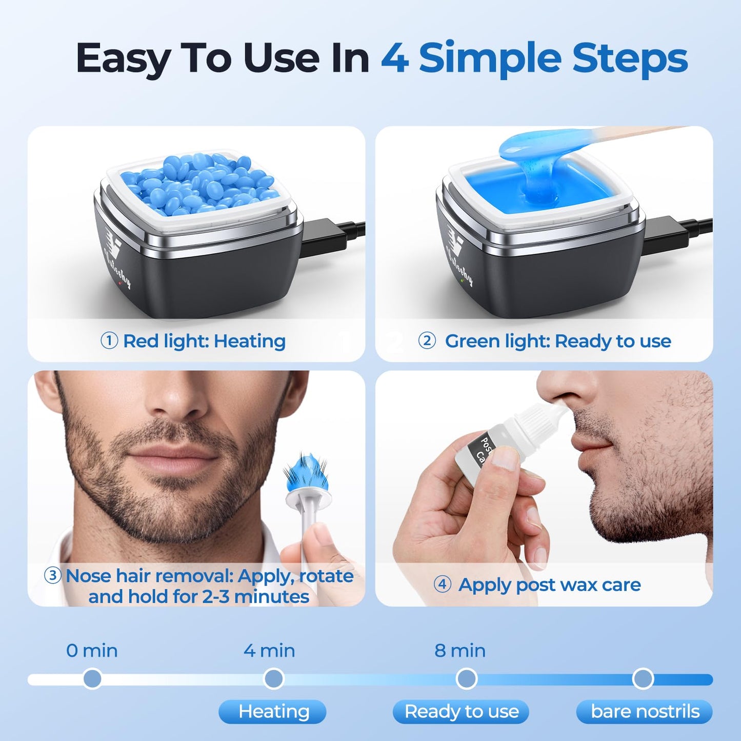 Vuteehy Nose Wax Kit Men, Nose Ear Hair Removal Kit for Men Women, 40 Sticks, 100g Wax, USB Fast Heat, Smart Constant Temp, Painless Hair Removal Beauty and Personal Care Vuteehy