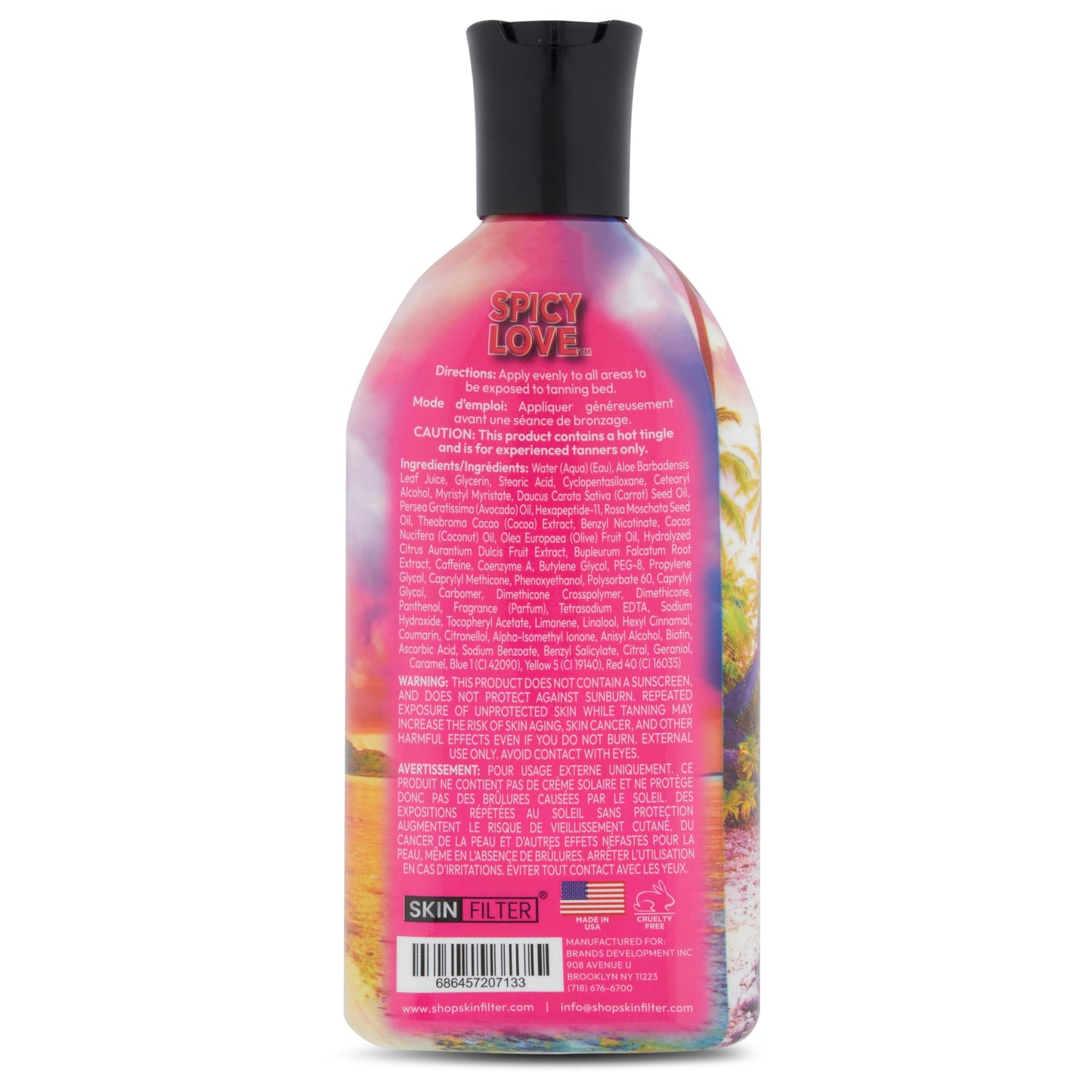 Skin Filter Spicy Love Tanning Lotion - 10,000X Crazy Dark Tanning Lotion - Tanner with Anti-Orange Technology and Tattoo Protection - Black Body Beauty & Personal Care SKIN FILTER