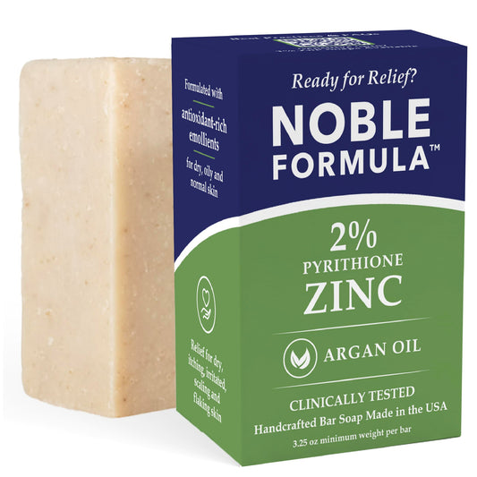 Noble Formula Zinc Bar Soap, Olive Oil and Argan Oil 2% Pyrithione Zinc (ZnP) for All Skin Types Including Those With Acne, Psoriasis and Eczema, 3.25 Beauty & Personal Care Noble Formula