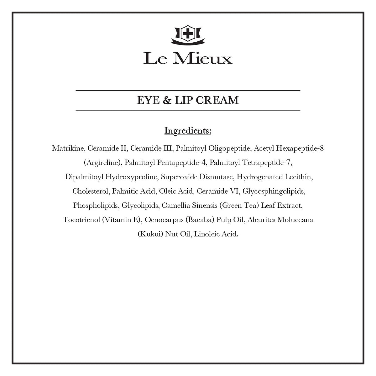 Le Mieux Eye & Lip Cream - Anti Aging Eye and Lip Moisturizer, Peptide-Infused Treatment for Visible Wrinkles & Fine Lines with Kukui Nut Oil Beauty & Personal Care Le Mieux