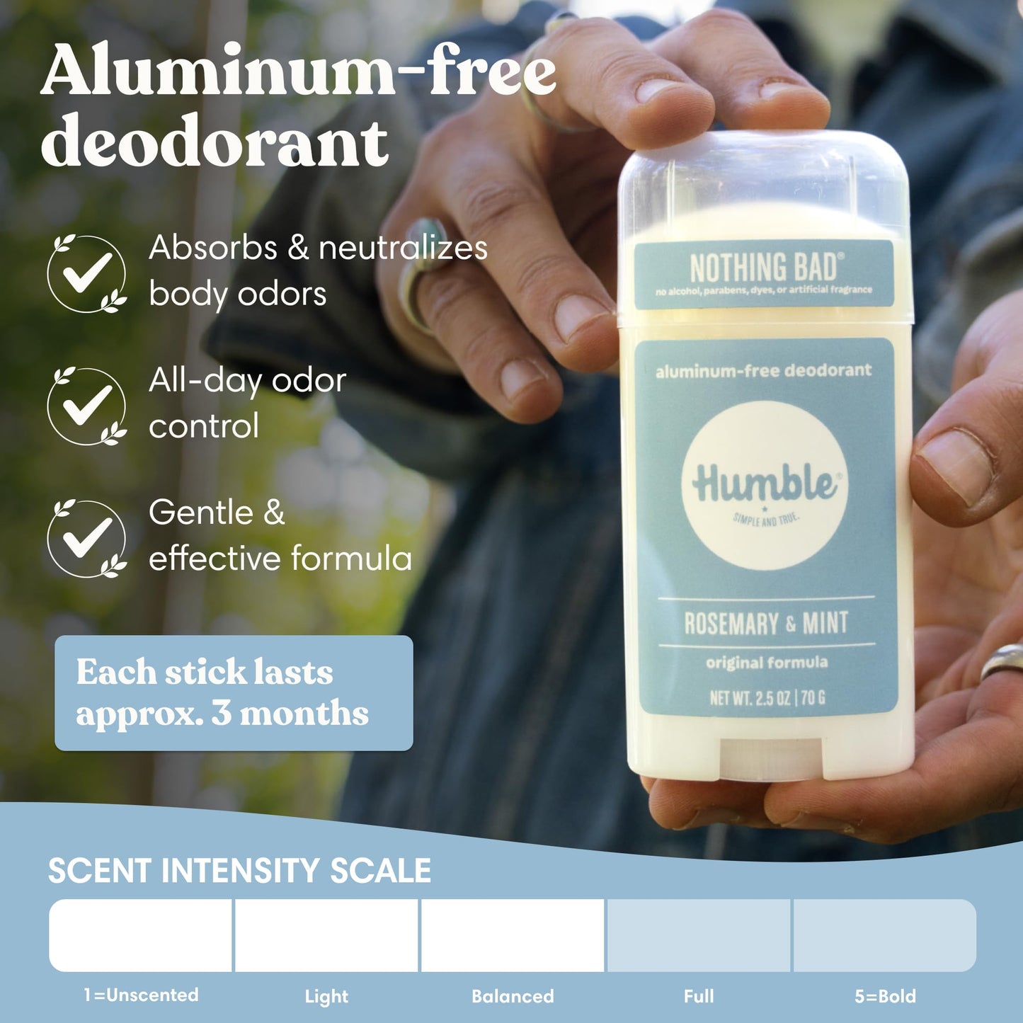 Humble Aluminum-Free Deodorant for Women & Men, Rosemary Mint - Clean & Fresh Natural Deodorant Stick with Essential Oils for Long-Lasting Odor Beauty and Personal Care HUMBLE SIMPLE AND TRUE.