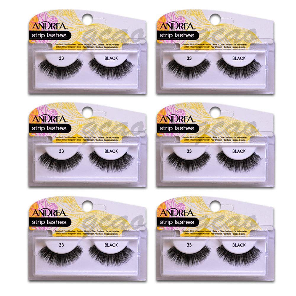 Andrea Strip Lashes, Black [33] 1 pair (Pack of 6) Beauty & Personal Care ANDREA