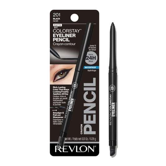 Revlon ColorStay Pencil Waterproof Eyeliner, Smudge-Proof, Eye Makeup with Built-In Sharpener, Stocking Stuffer for Women, 201 Black, 0.01 oz Beauty & Personal Care REVLON