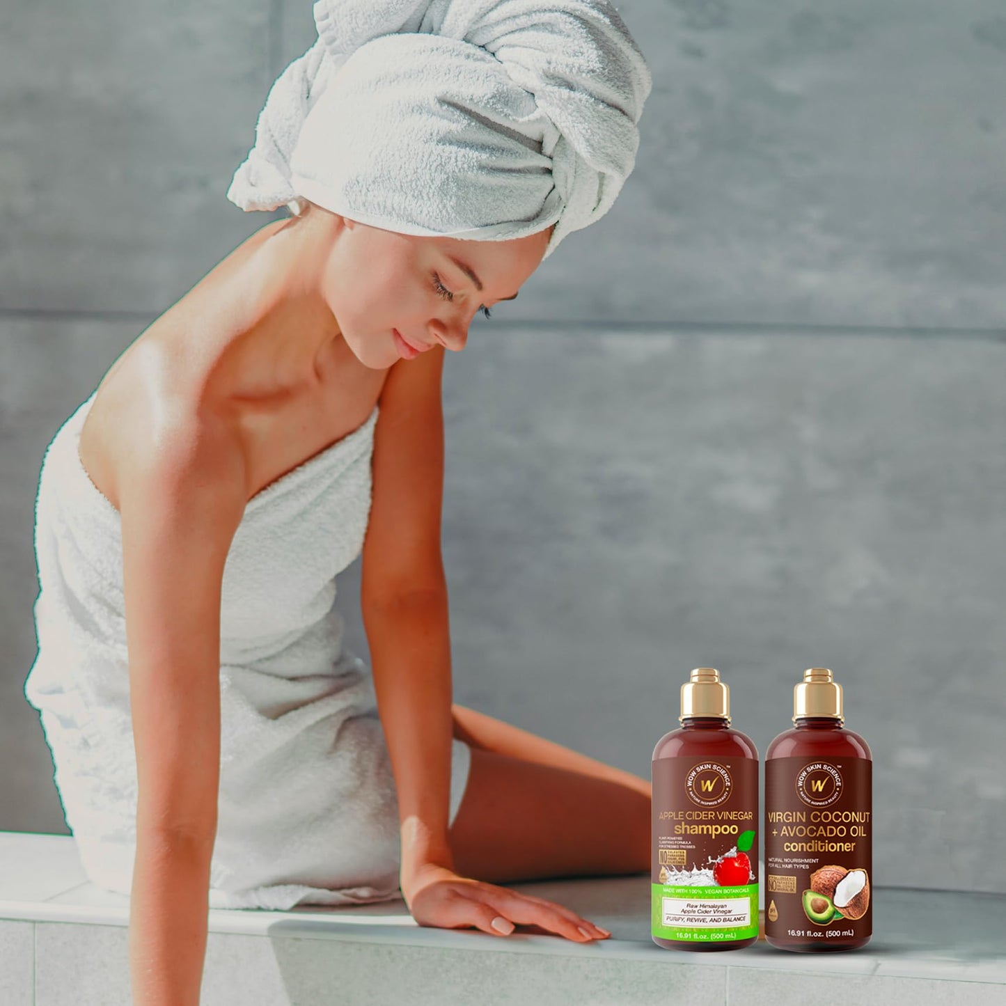 WOW Skin Science Apple Cider Vinegar Shampoo & Coconut + Avocado Oil Conditioner Duo 16.9 oz Beauty & Personal Care WOW Skin Science