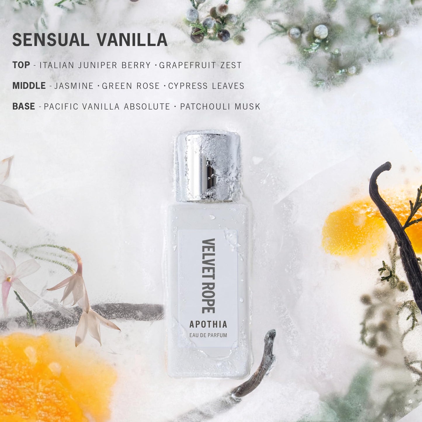 APOTHIA VELVET ROPE | Eau de Parfum | Vanilla, Jasmine, Grapefrut, White Musk | Clean, Long Lasting Amber Vanilla Perfume for Women | Non-Toxic Beauty & Personal Care APOTHIA
