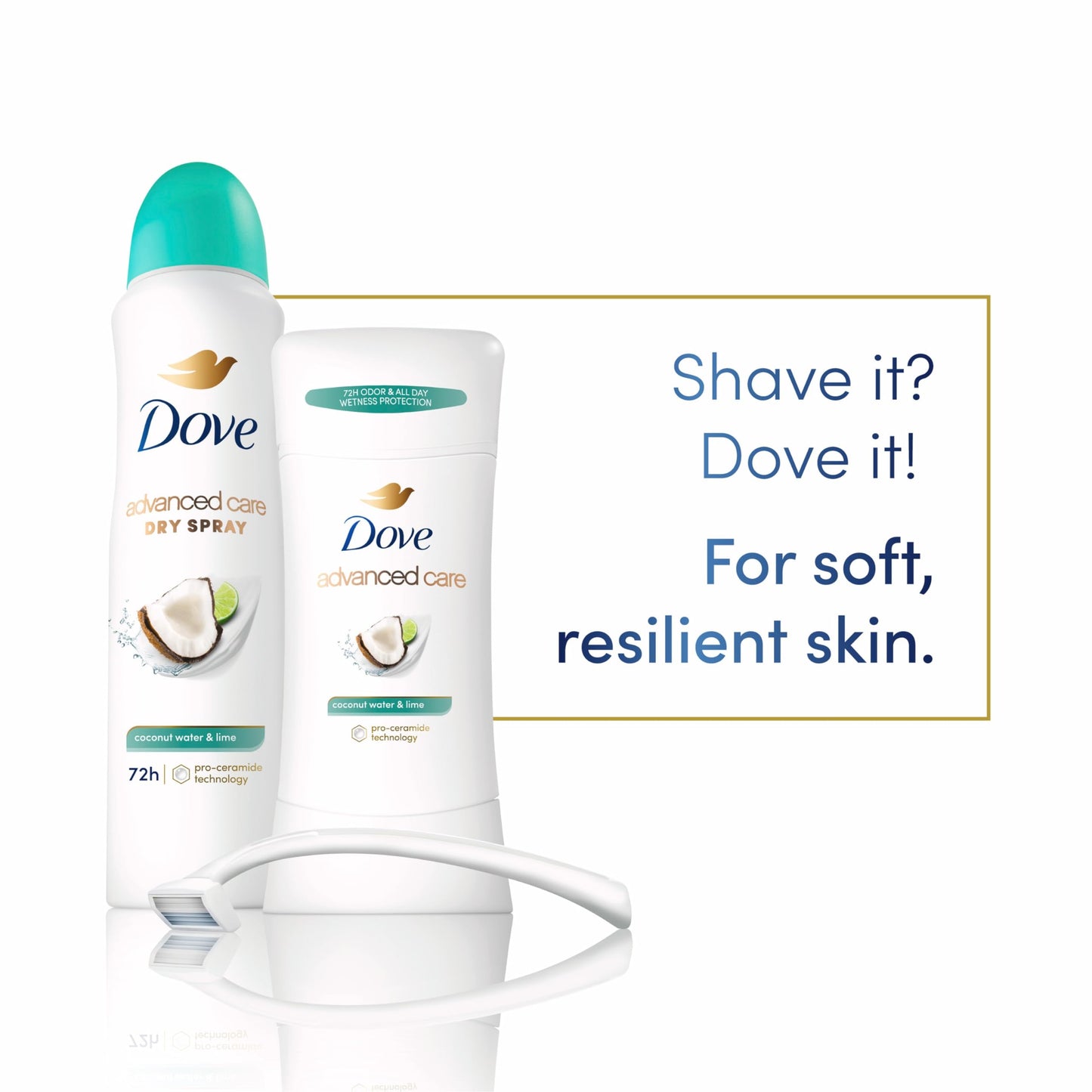 Dove Antiperspirant Deodorant Dry Spray Coconut Water & Lime scent 3ct skin repair after shaving with odor control & sweat protection Pro Ceramide Beauty and Personal Care Dove