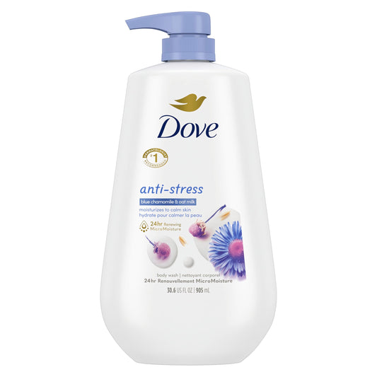 Dove Body Wash with Pump Anti-Stress Blue Chamomile & Oat Milk, for 24hr Lotion-Soft Skin Moisturizing Skin Cleanser with No Sulfates No Parabens 30.6 Beauty & Personal Care Dove