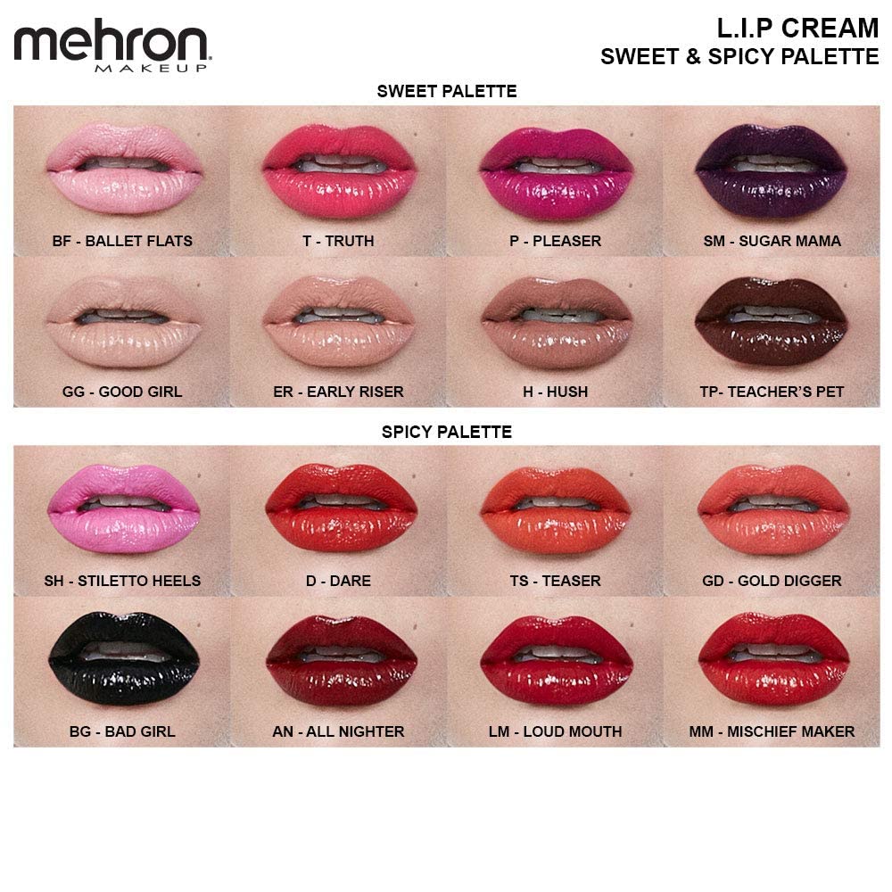 Mehron Makeup Highly Pigmented Semi-Matte LIP Cream (8 Color Palette: Sweet) Beauty & Personal Care Mehron